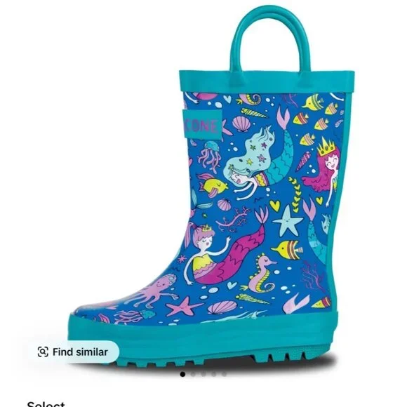 Lone Cone Mermaids Kids Rain Boots Size 4 - Picture 1 of 14